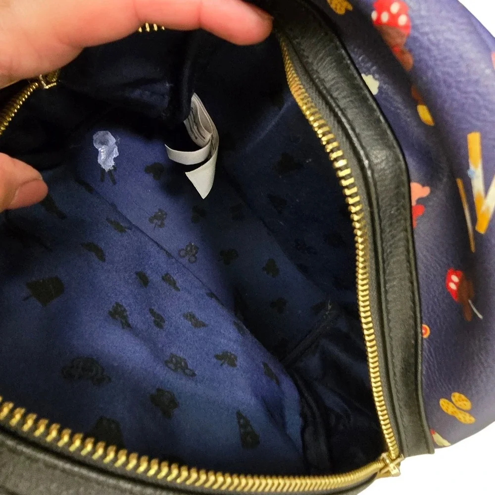 Disney Parks Loungefly Mini Backpack Navy Blue Park Snacks Mickey Food Print